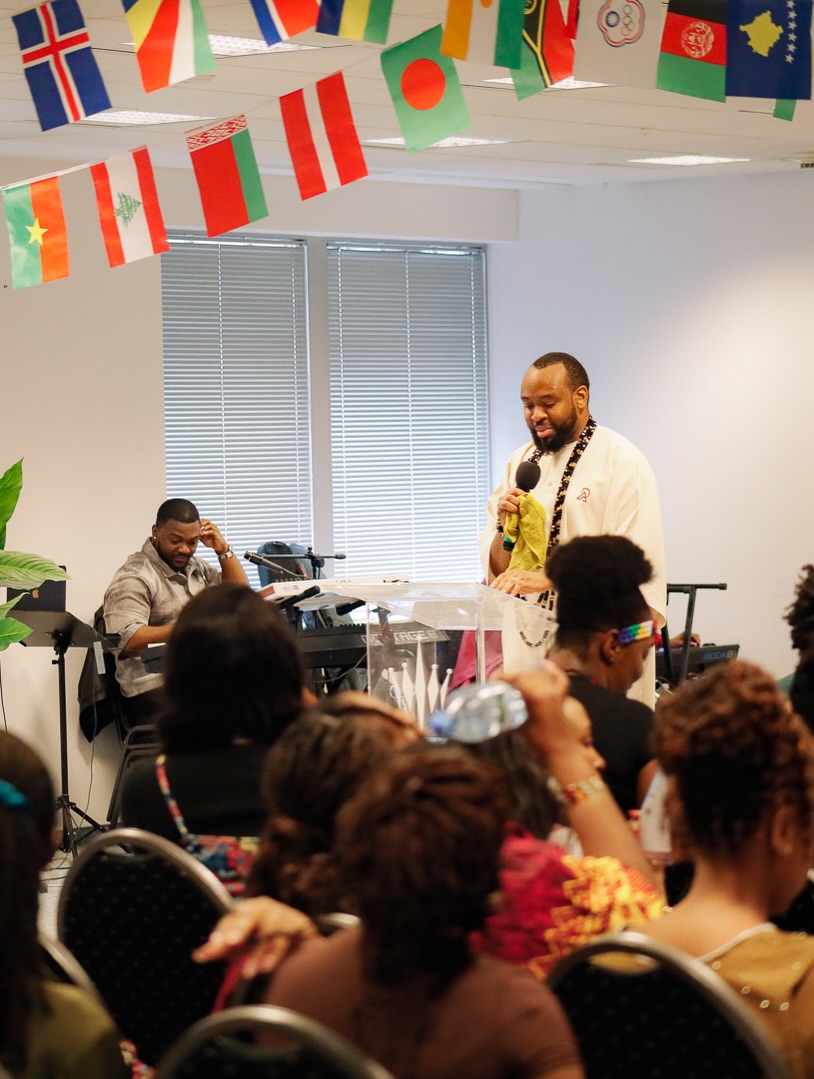 A minister speaking at the Kingdom Life lectern