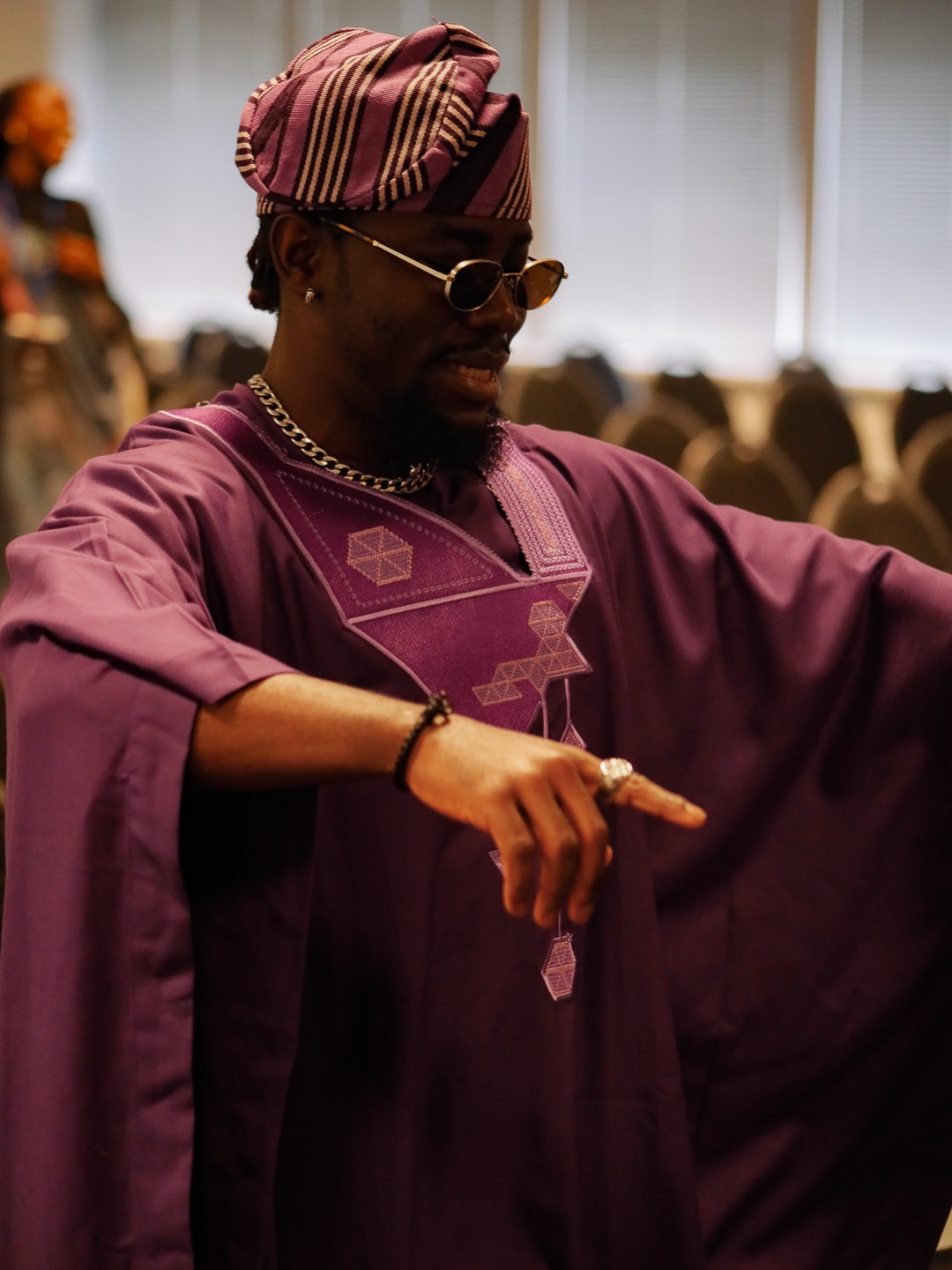A man in traditional dress during the gathering